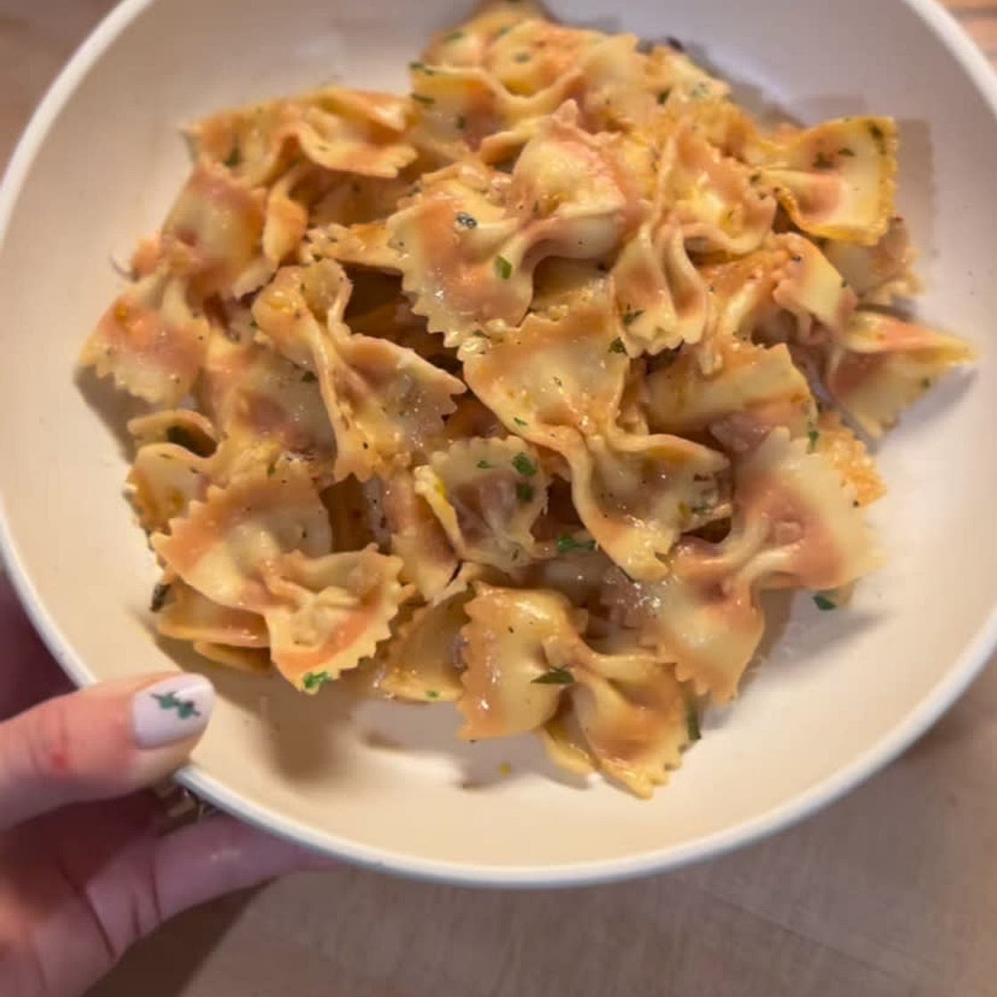 Pink Bowtie with a Simple Light Lemon Sauce