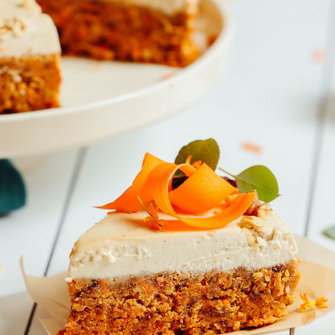 Raw Carrot Cake with Vegan Cream Cheese Frosting (GF)