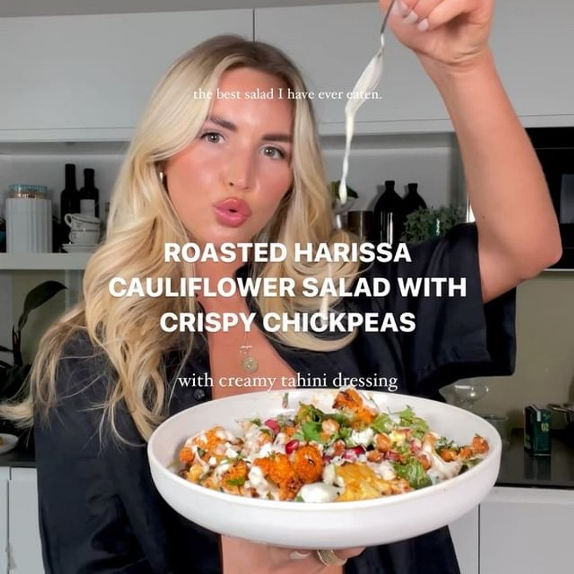 ✨Crispy chickpea, harissa roasted cauliflower salad and tahini d