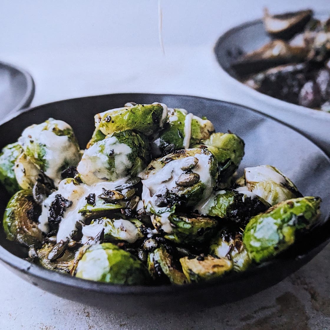 Brussels sprouts with burnt butter and black garlic