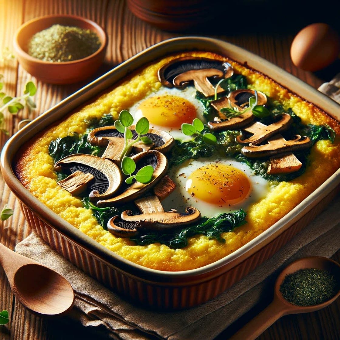 Lion’s Mane Mushroom and Polenta Bake (with Fonio Option