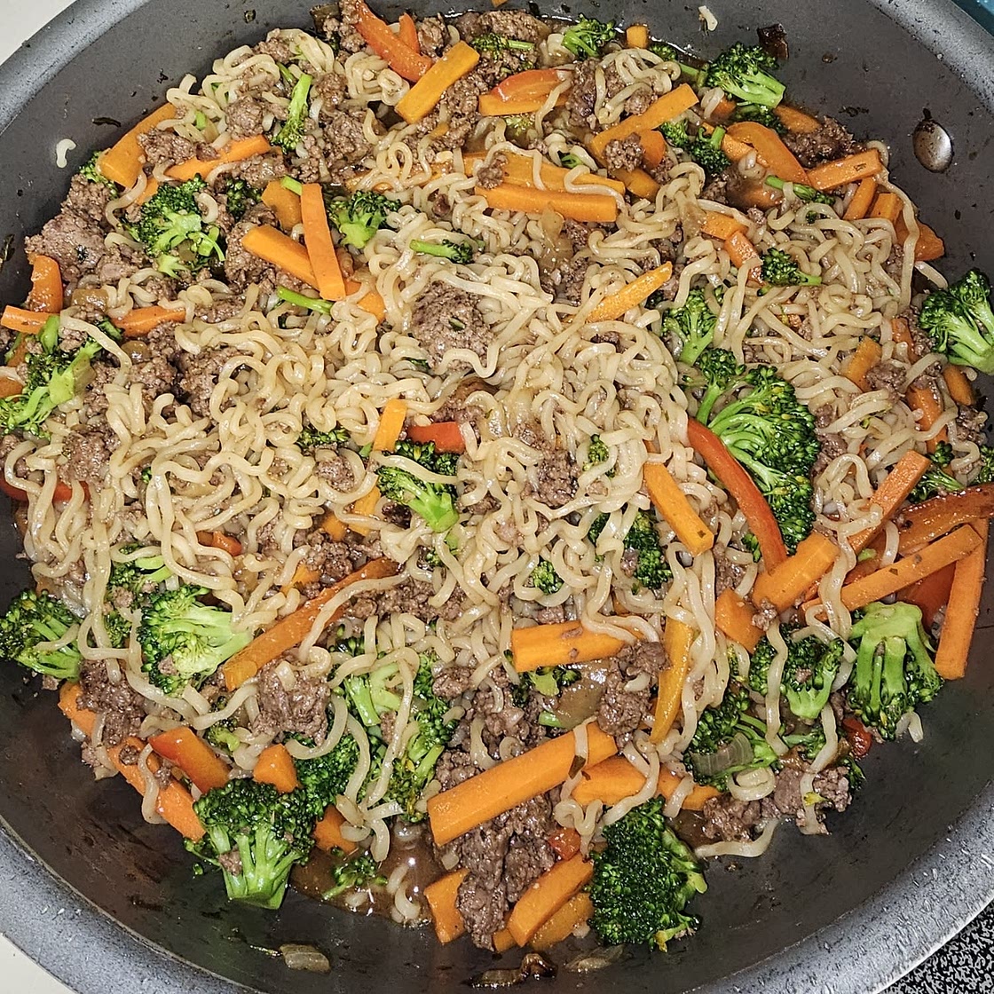 Ground Beef Ramen Skillet