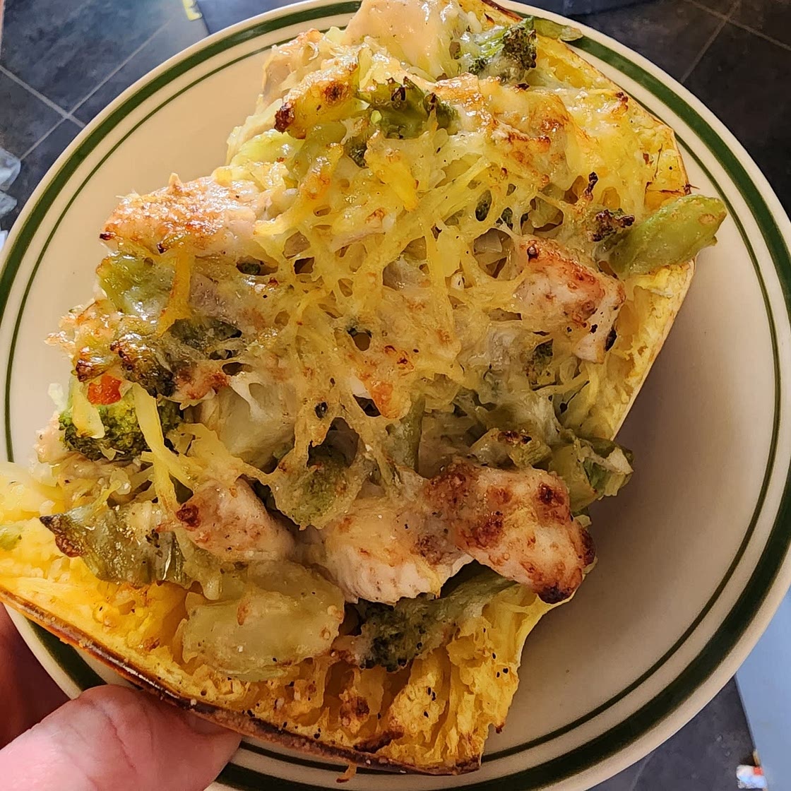 Cheesy Chicken and Broccoli Stuffed Spaghetti Squash
