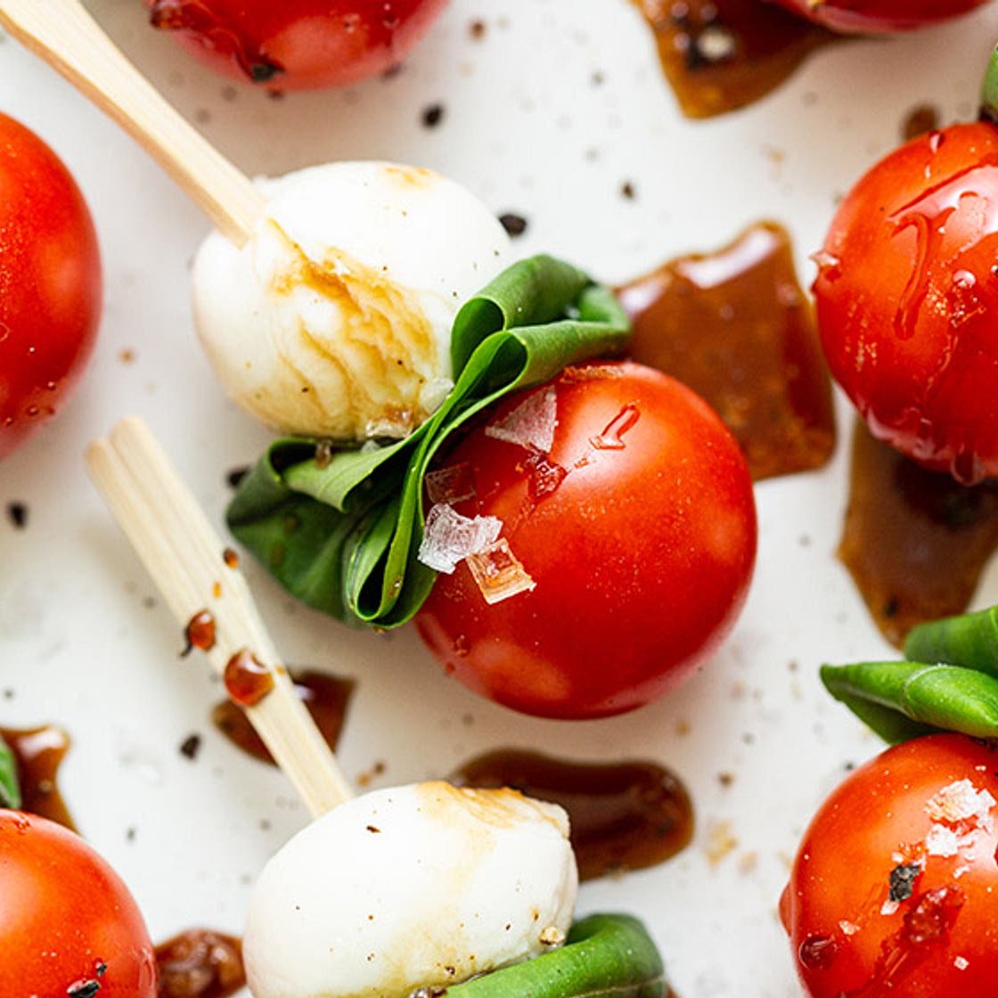Caprese Skewers with Balsamic Drizzle