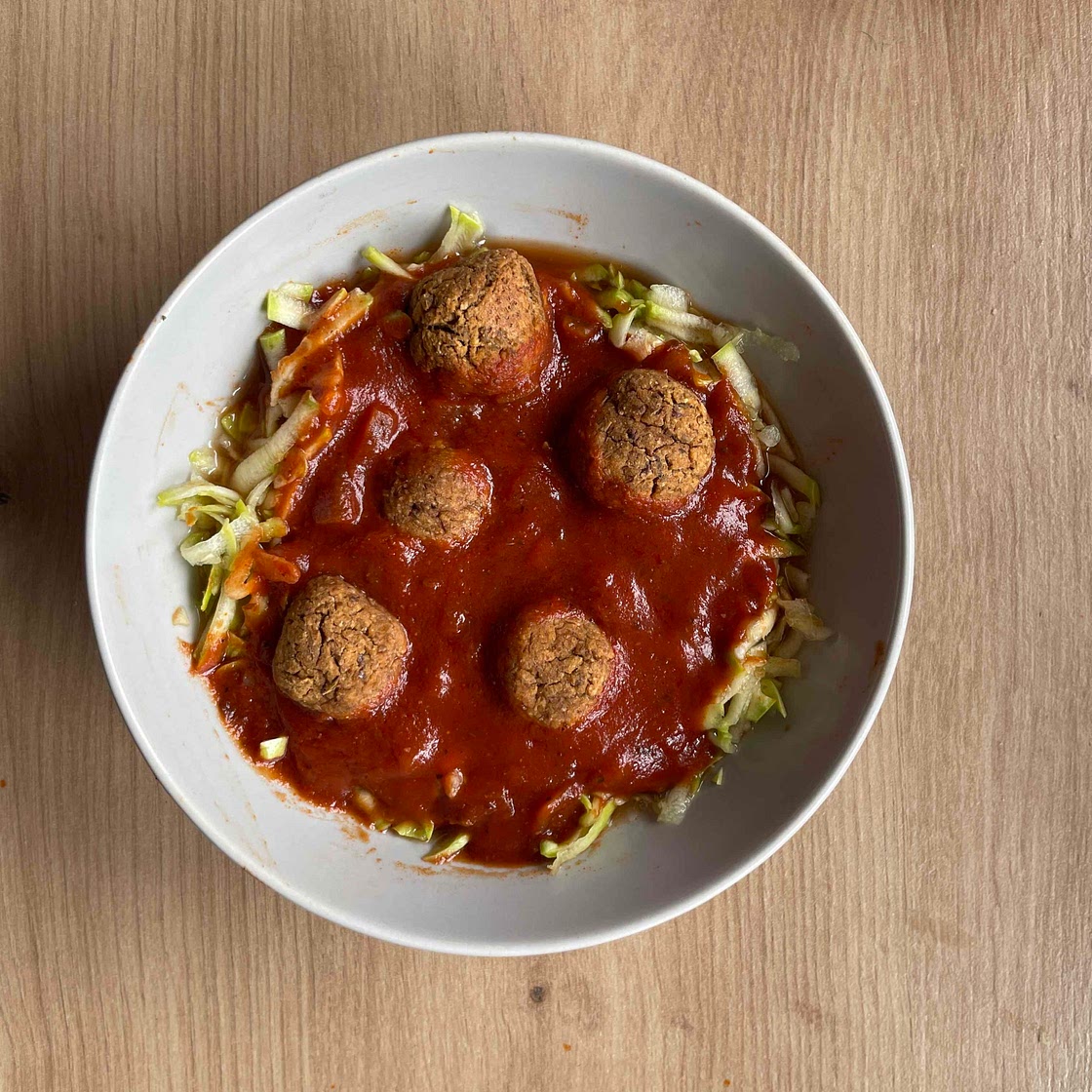 Lentil Meatballs with Basil Pomodoro Sauce