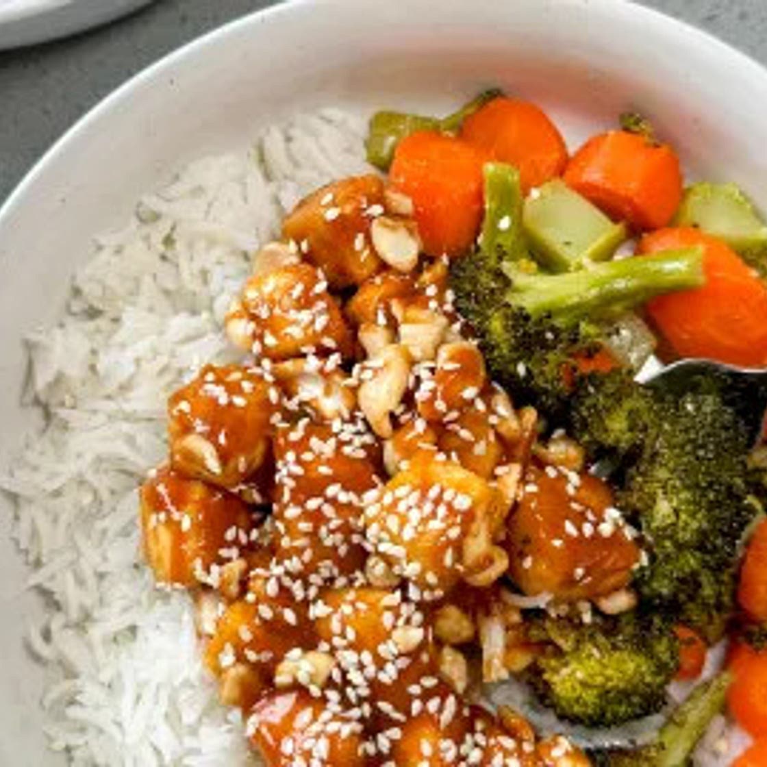 Sticky Tofu Bowls with Roasted Vegetables