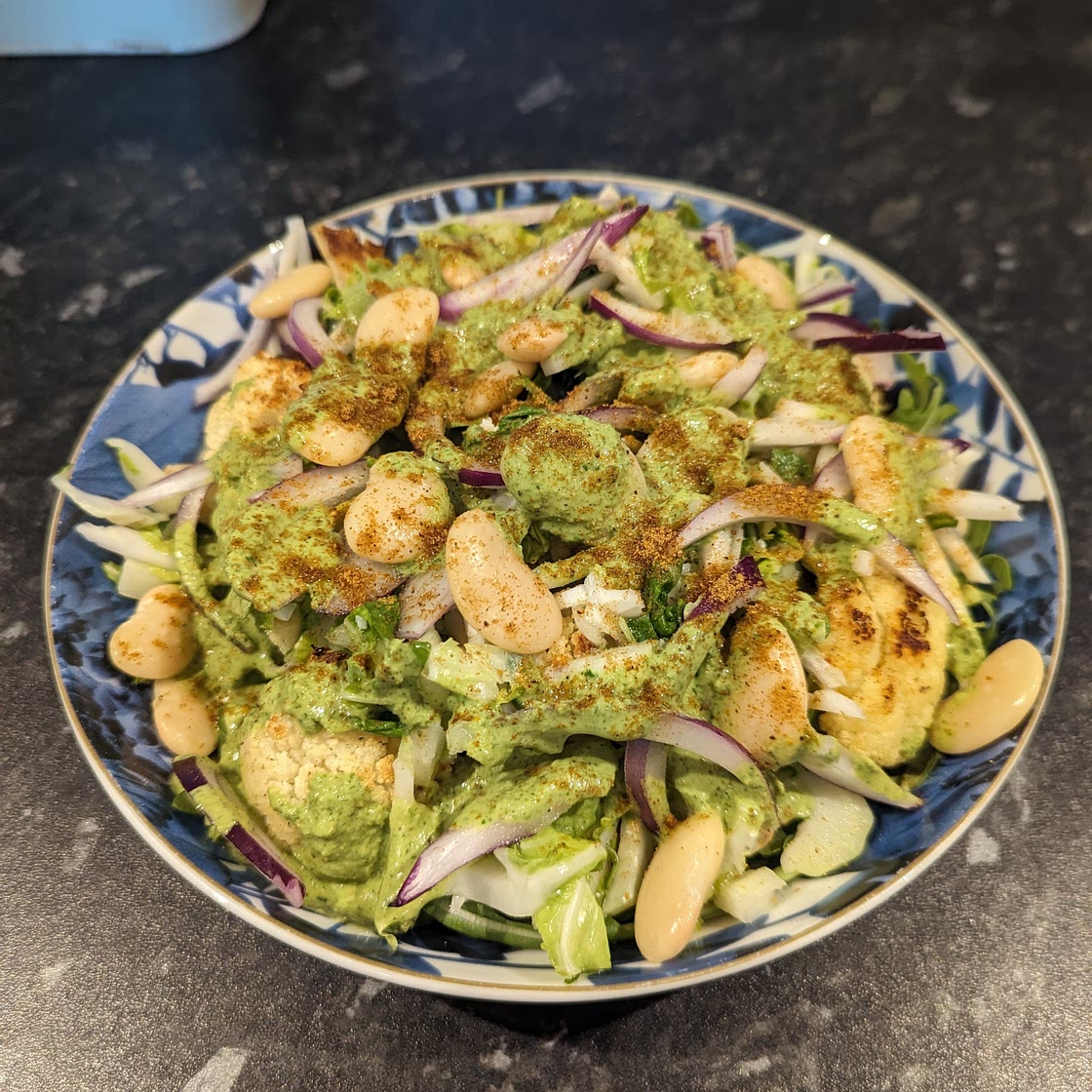 Whole cauli and tahini salad