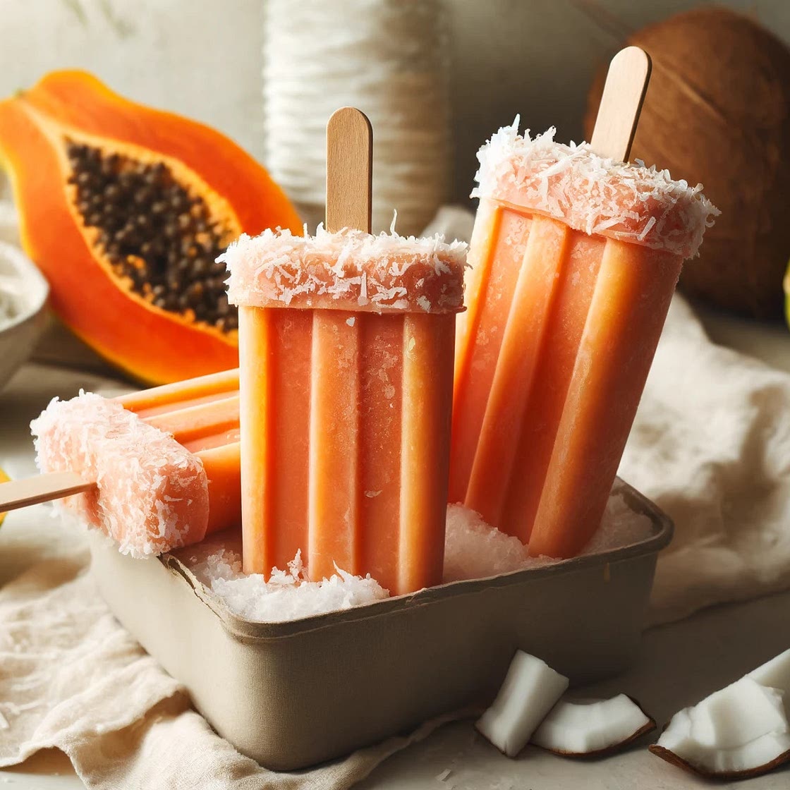 Coconut Papaya Popsicles
