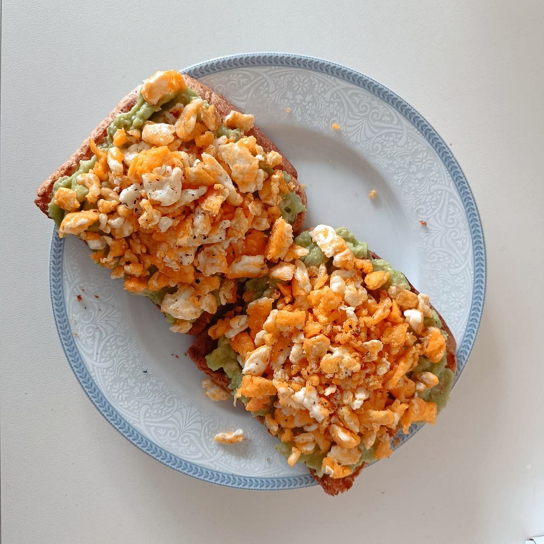 Roasted bread with avocados