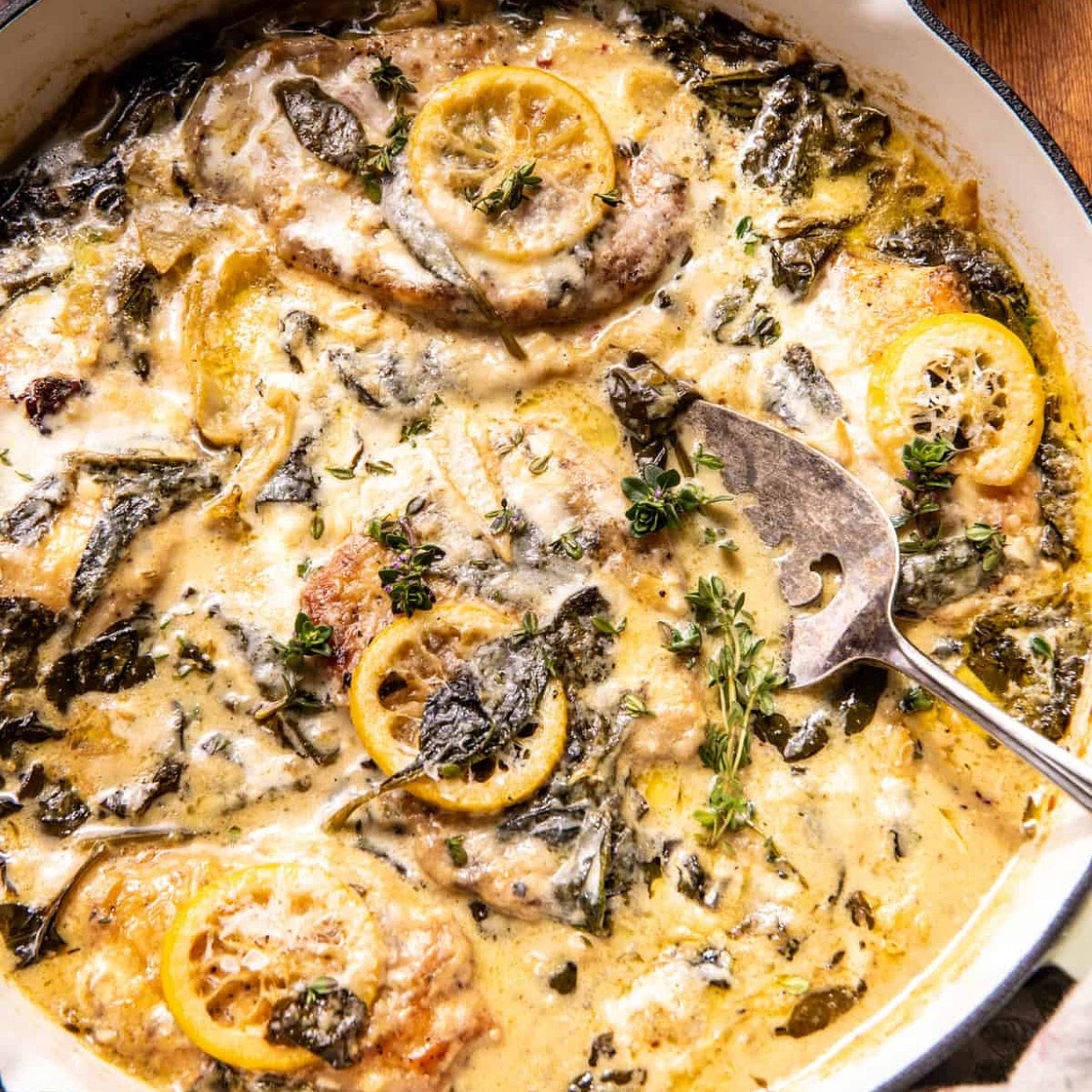 Lemon Butter Spinach and Artichoke Chicken