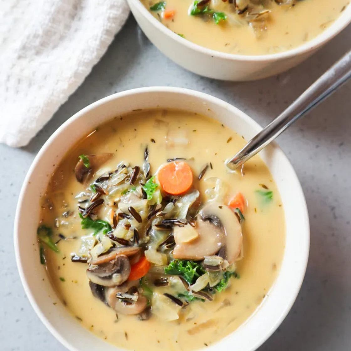 Creamy Dairy-Free Mushroom Wild Rice Soup