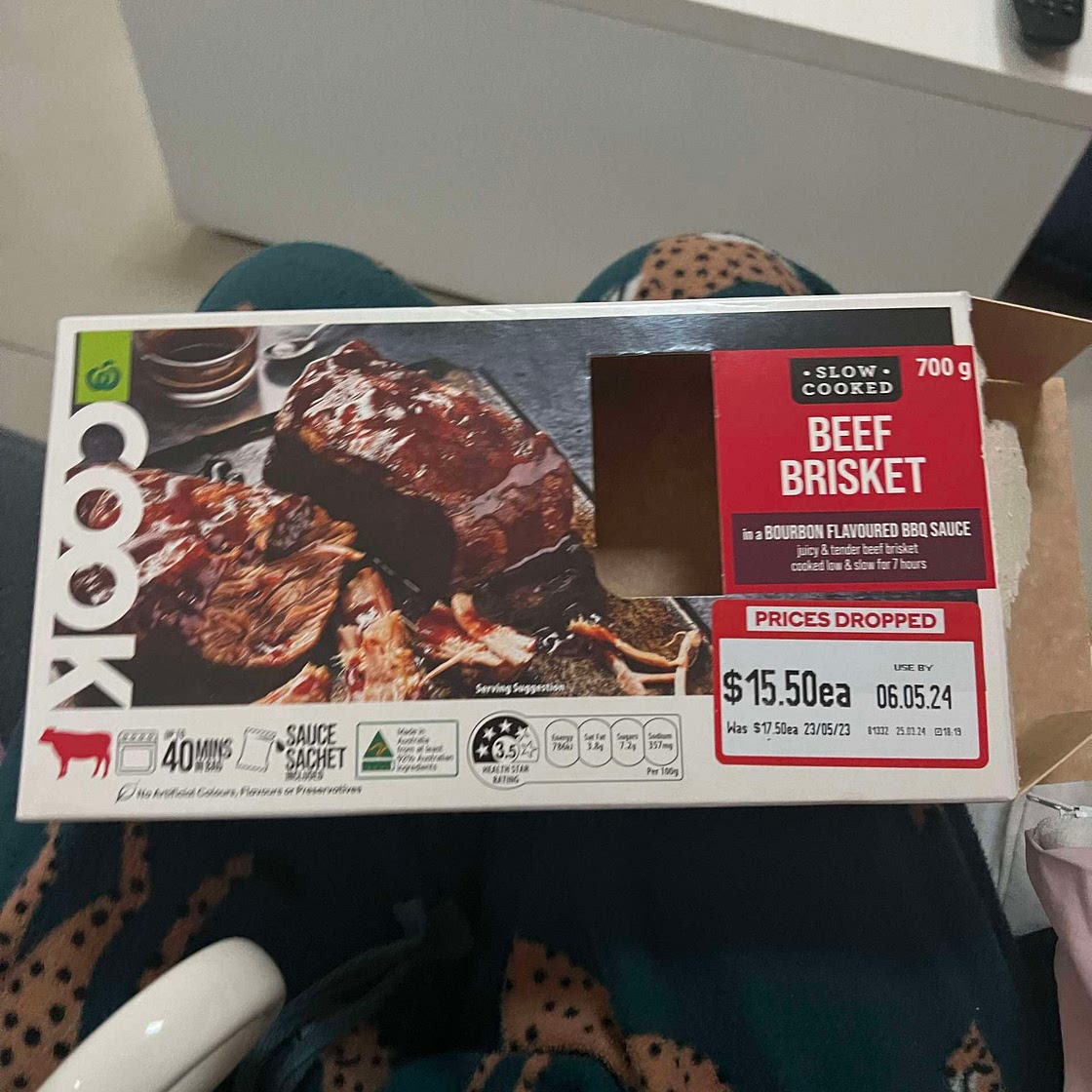 $15 Slow cooked beef brisket from Woolworths 