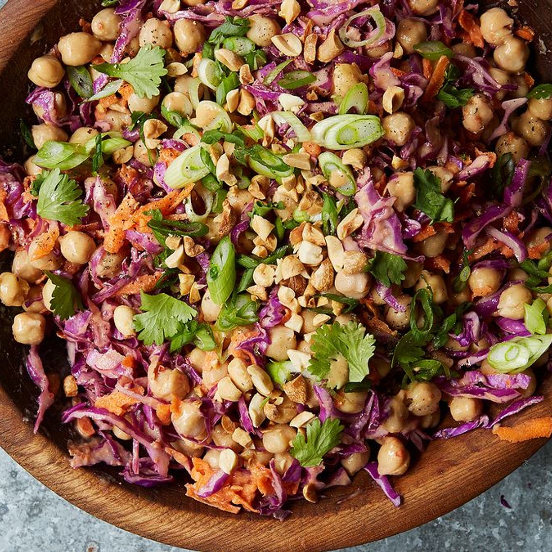 Chickpea Vegetable Bowl with Peanut Dressing