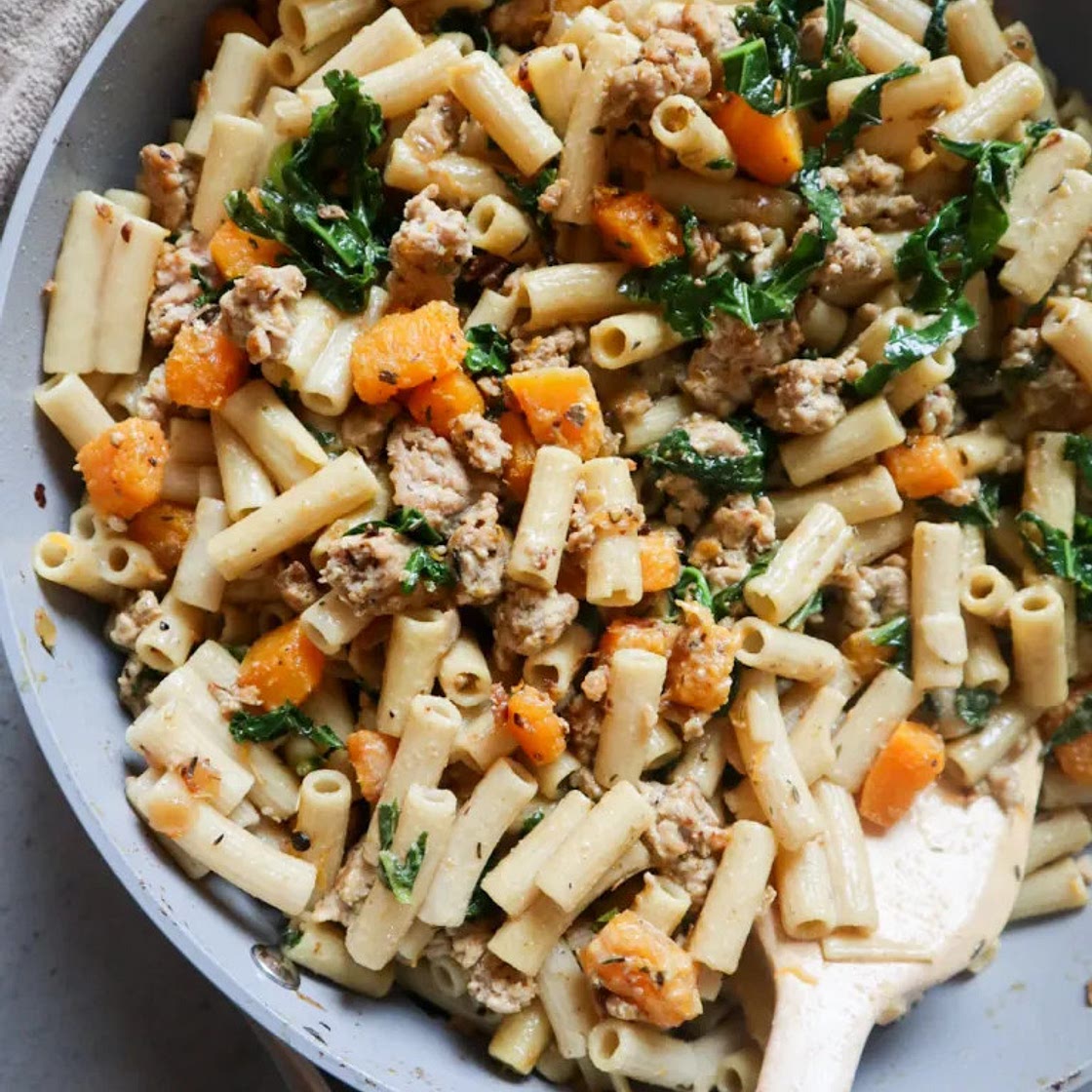 Creamy Butternut Squash and Kale Pasta