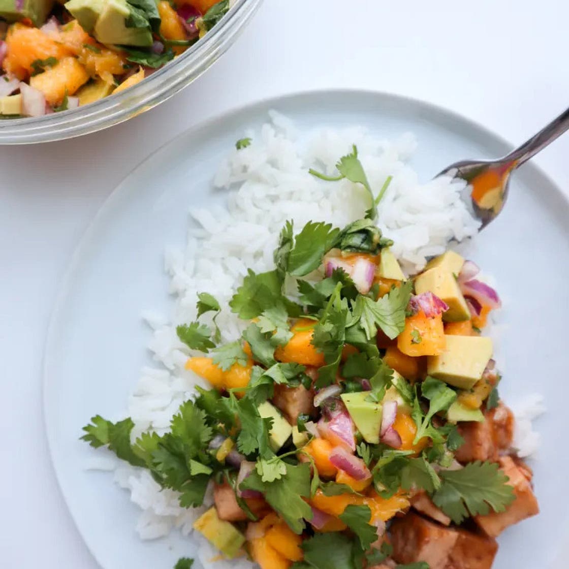 Teriyaki Tofu with Mango Salsa