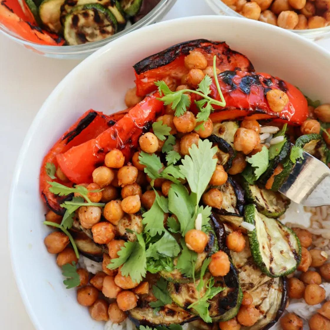 Marinated Grilled Veggies with Crispy Chickpeas
