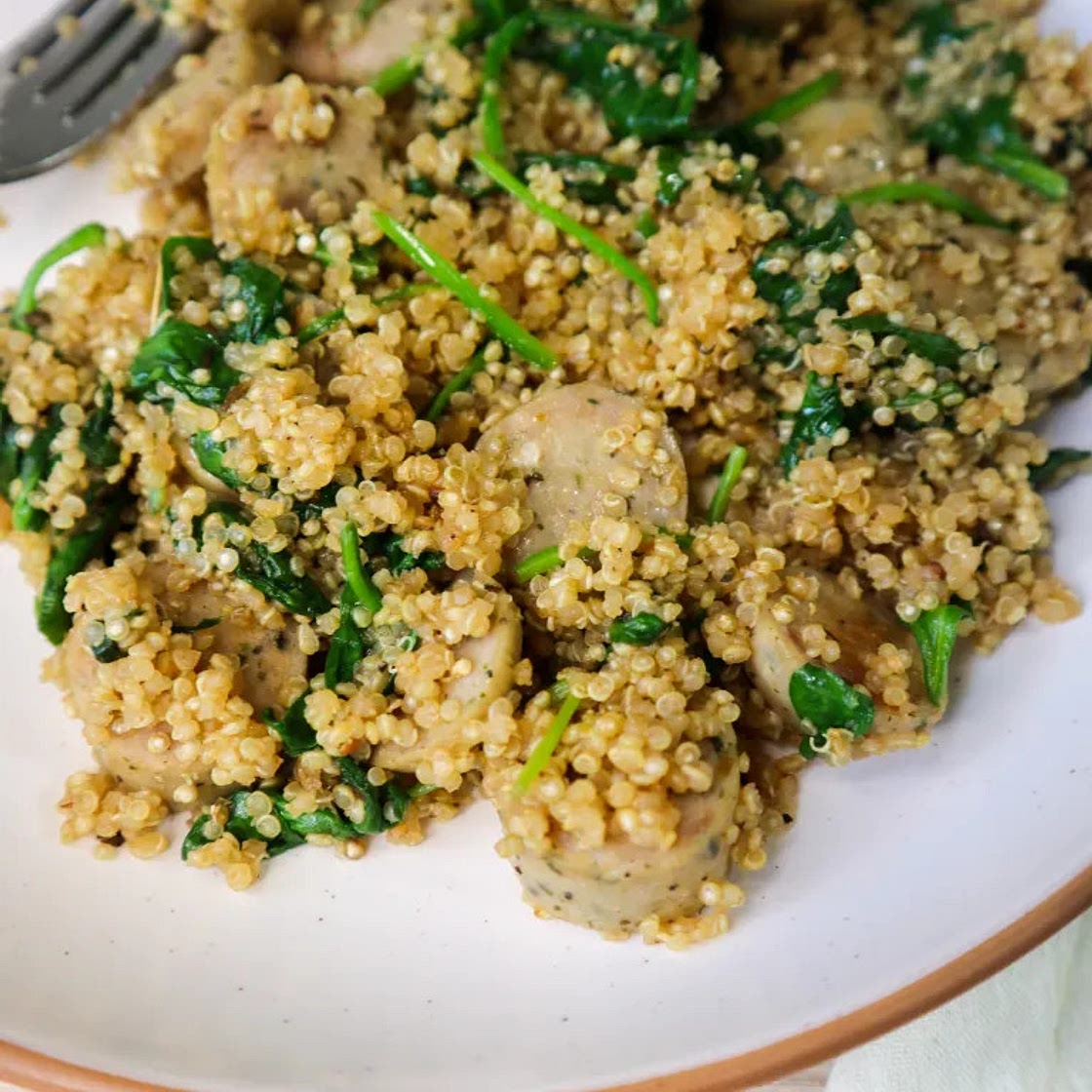 One Pot Chicken Sausage, Quinoa & Spinach Meal