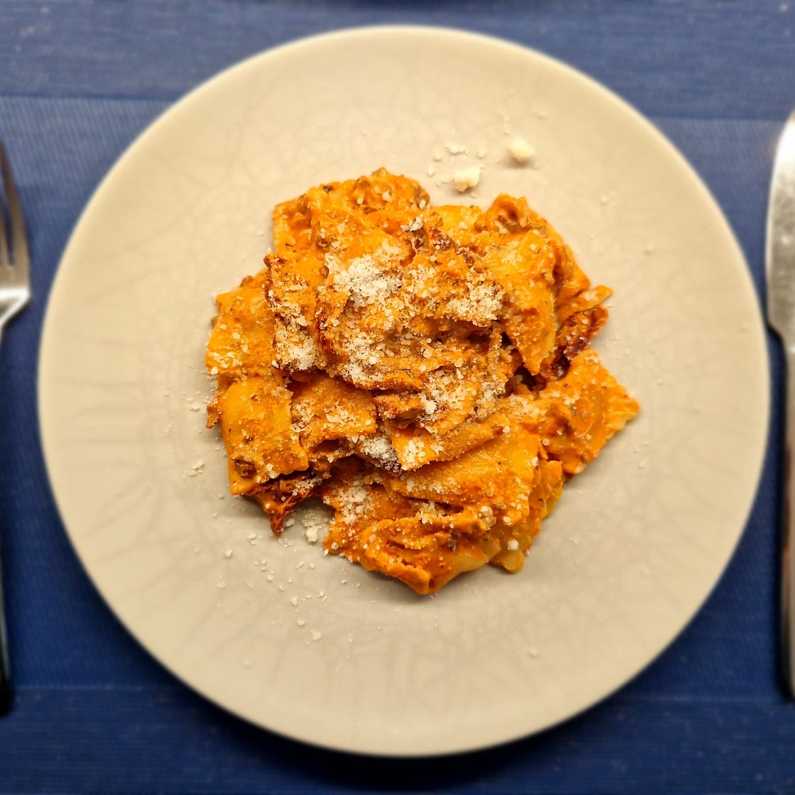 Romige ravioli pasta