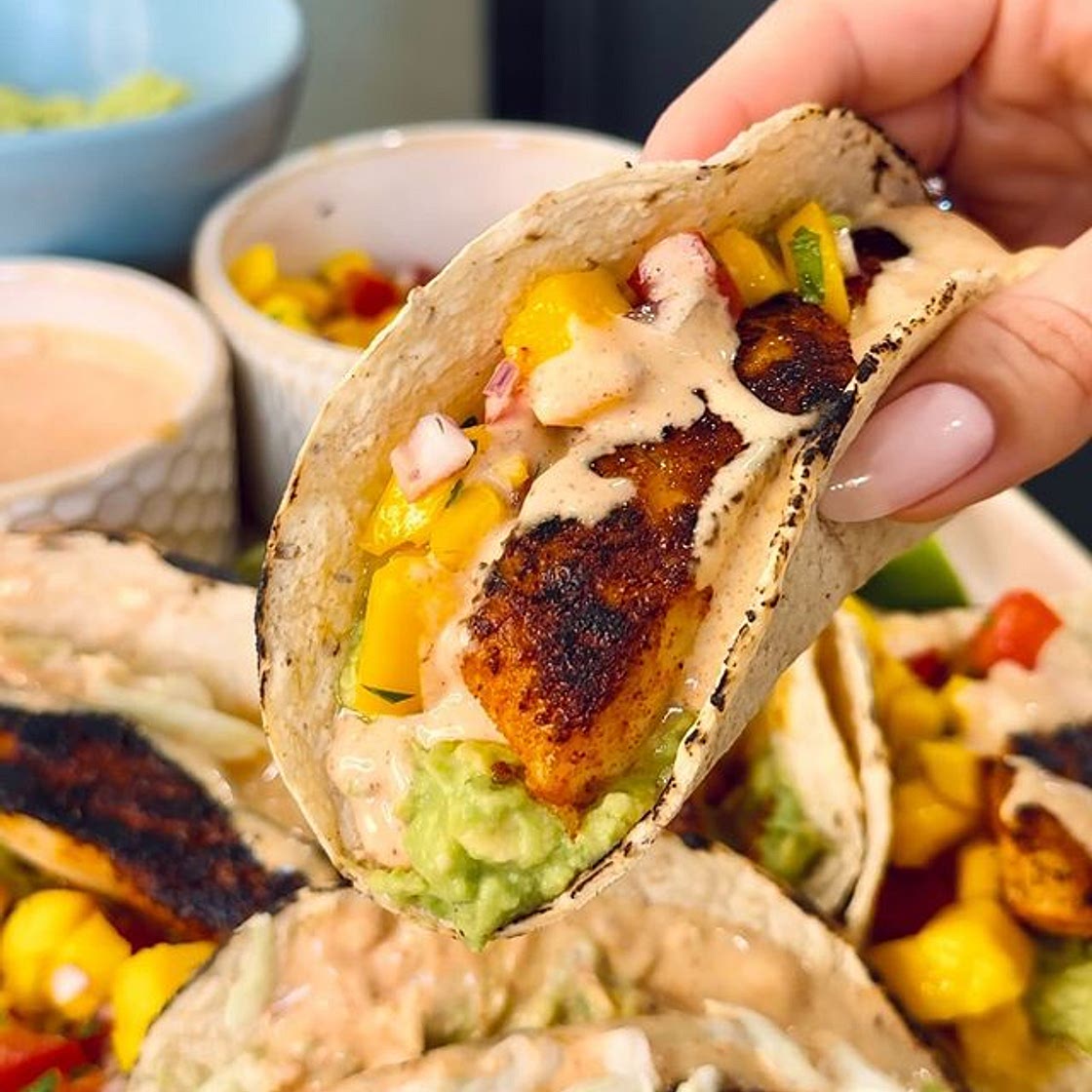 BLACKENED FISH TACOS WITH MANGO SALSA