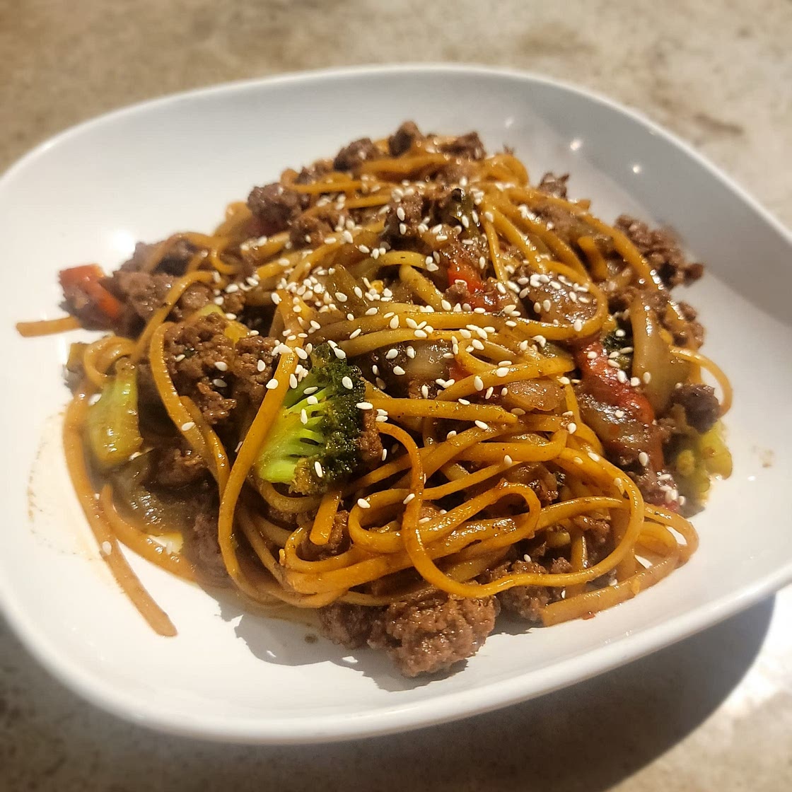 Easy Mongolian Ground Beef Noodles