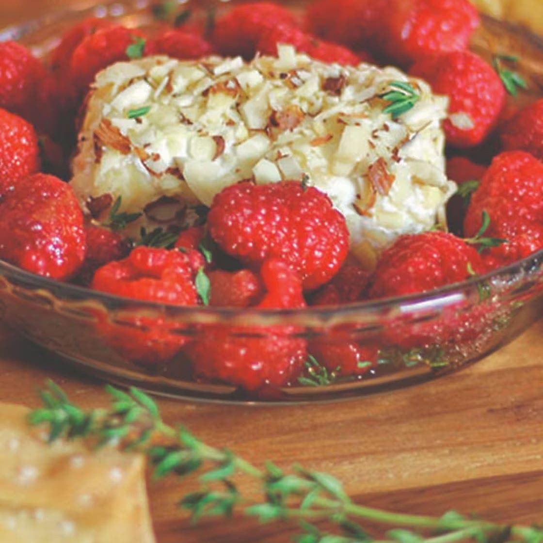 Baked Goat Cheese and Balsamic Raspberry Dip