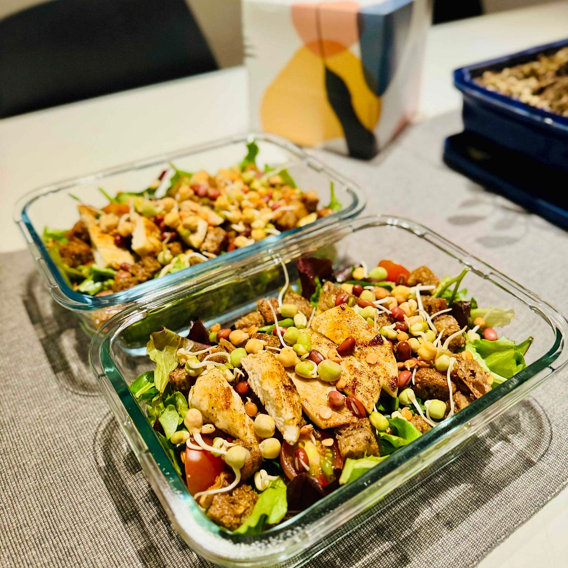 Chicken Salad with Balsamic and Bean Sprouts.