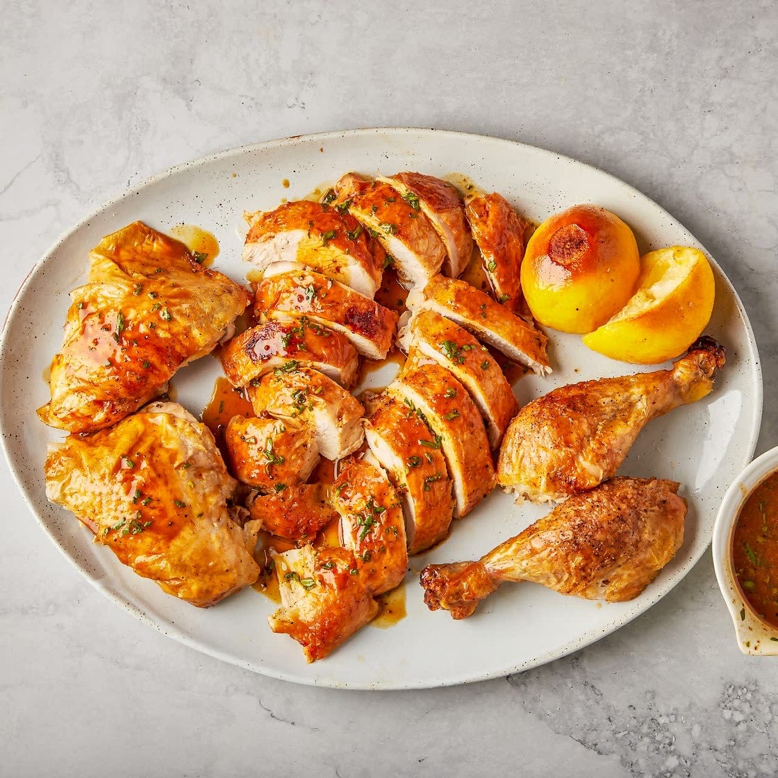 Butter-Lemon Roasted Chicken w/ Herb Jus