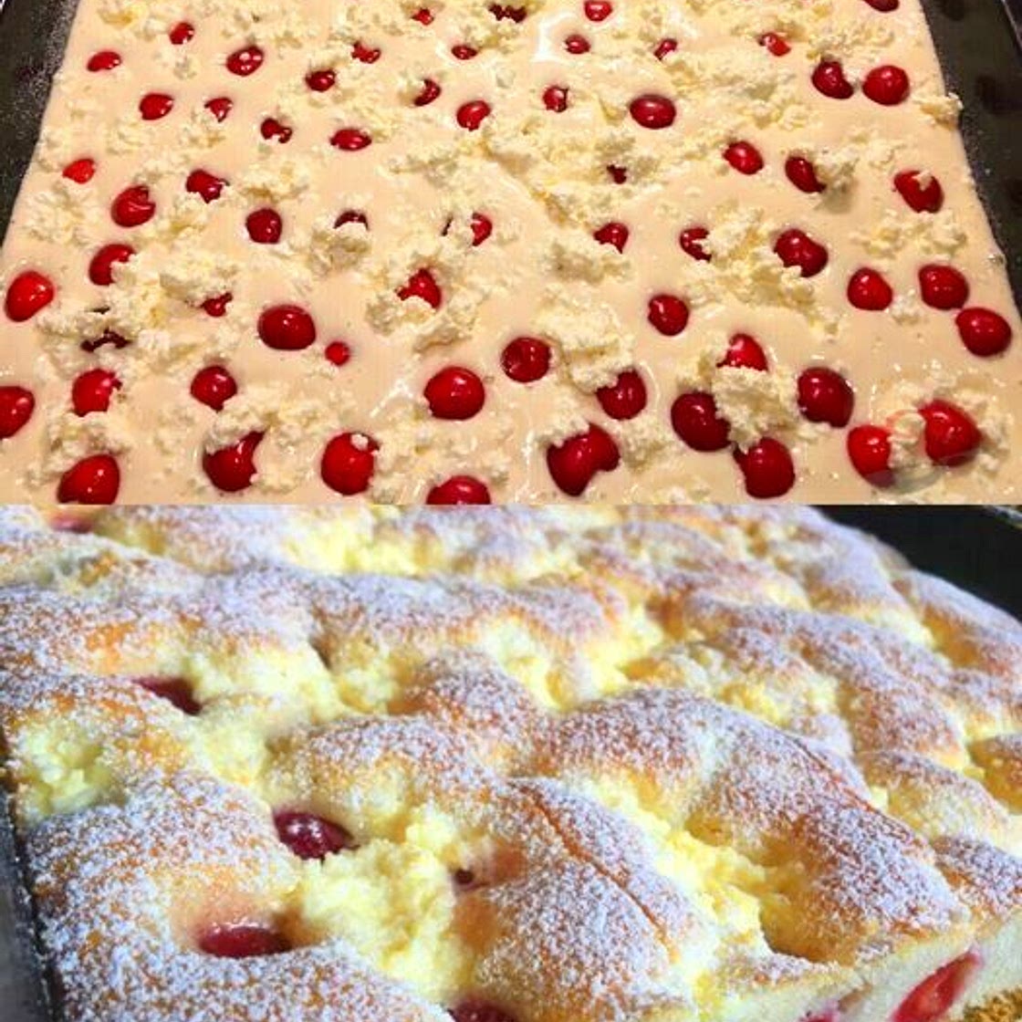 Den backe ich jeder Woche, Quark Kirschkuchen in 5 Minuten im Of