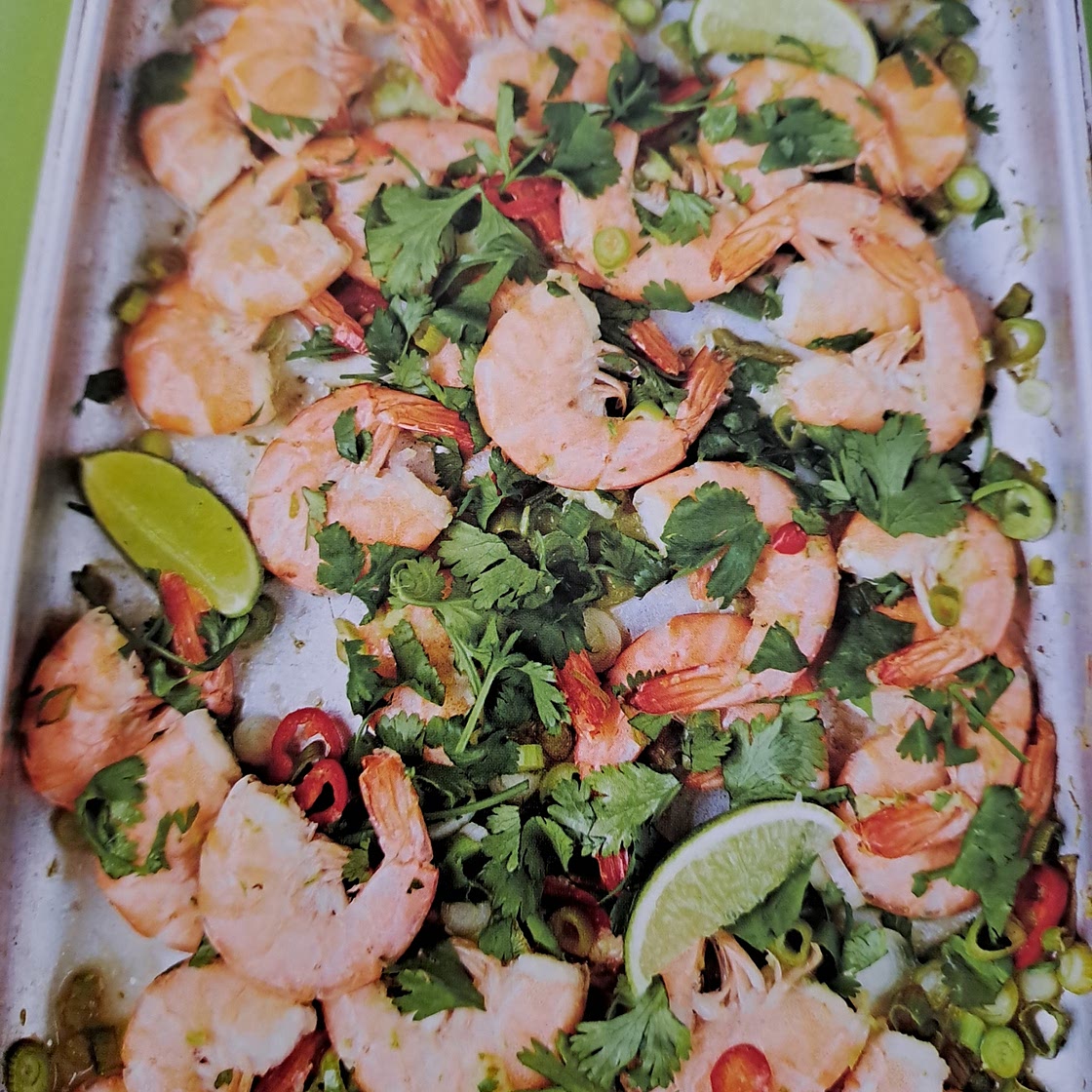 Lime and ginger grilled prawns