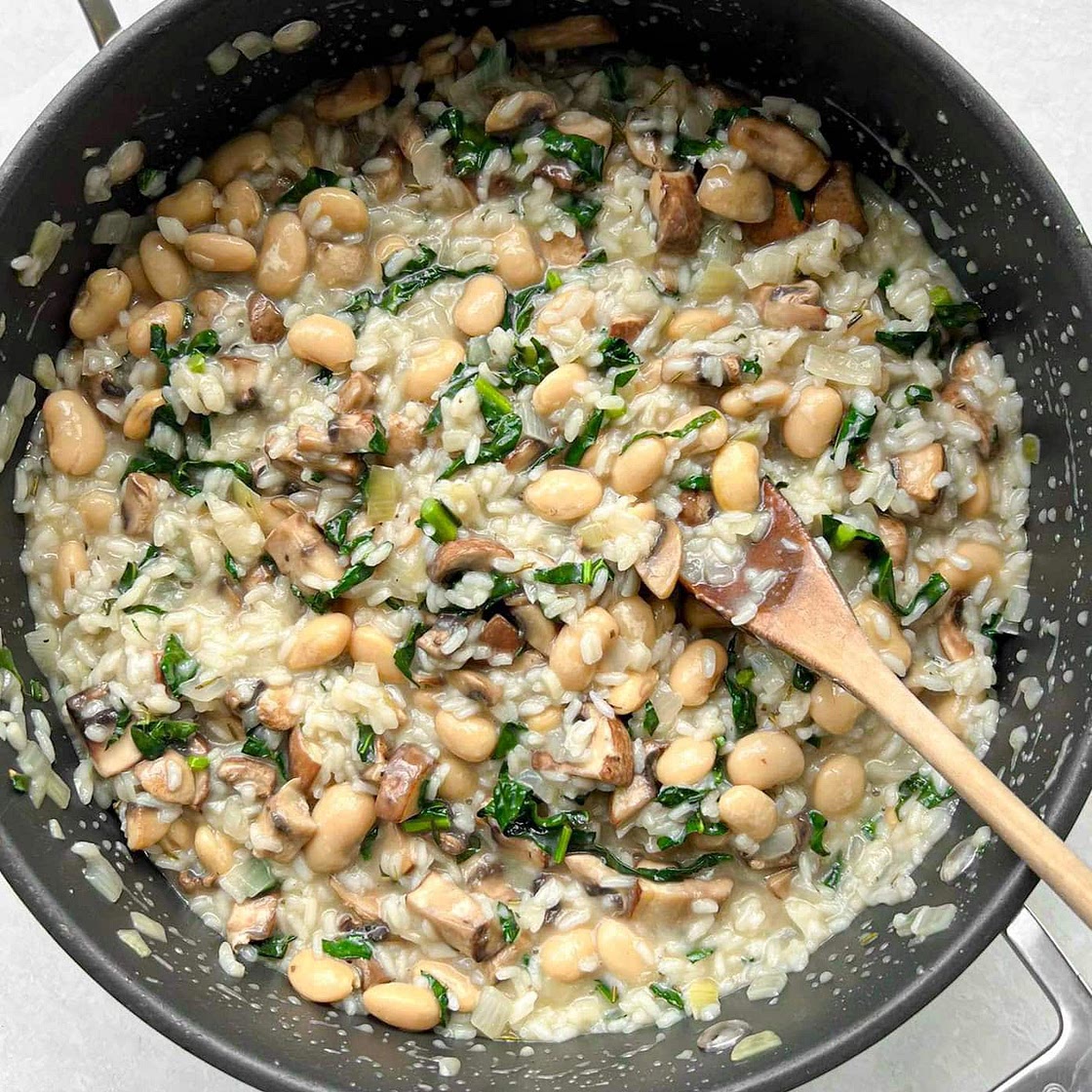 Mushroom, Kale & White Bean Risotto (Vegetarian)