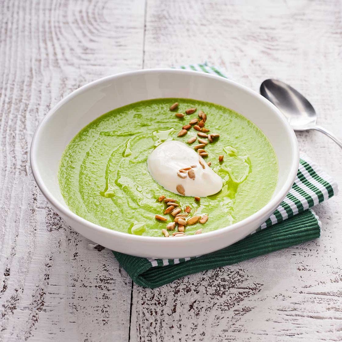 Chilled Green Pea Soup - recipe from MyNetDiary