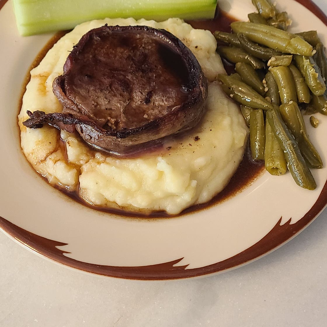 Bacon wrapped filet & sides