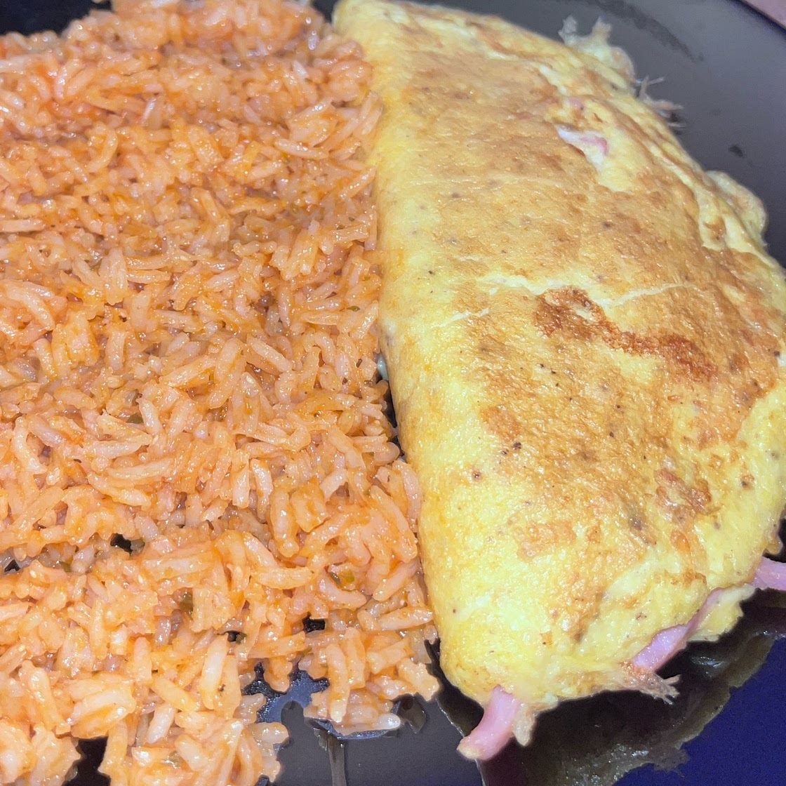 Omelette jambon fromage