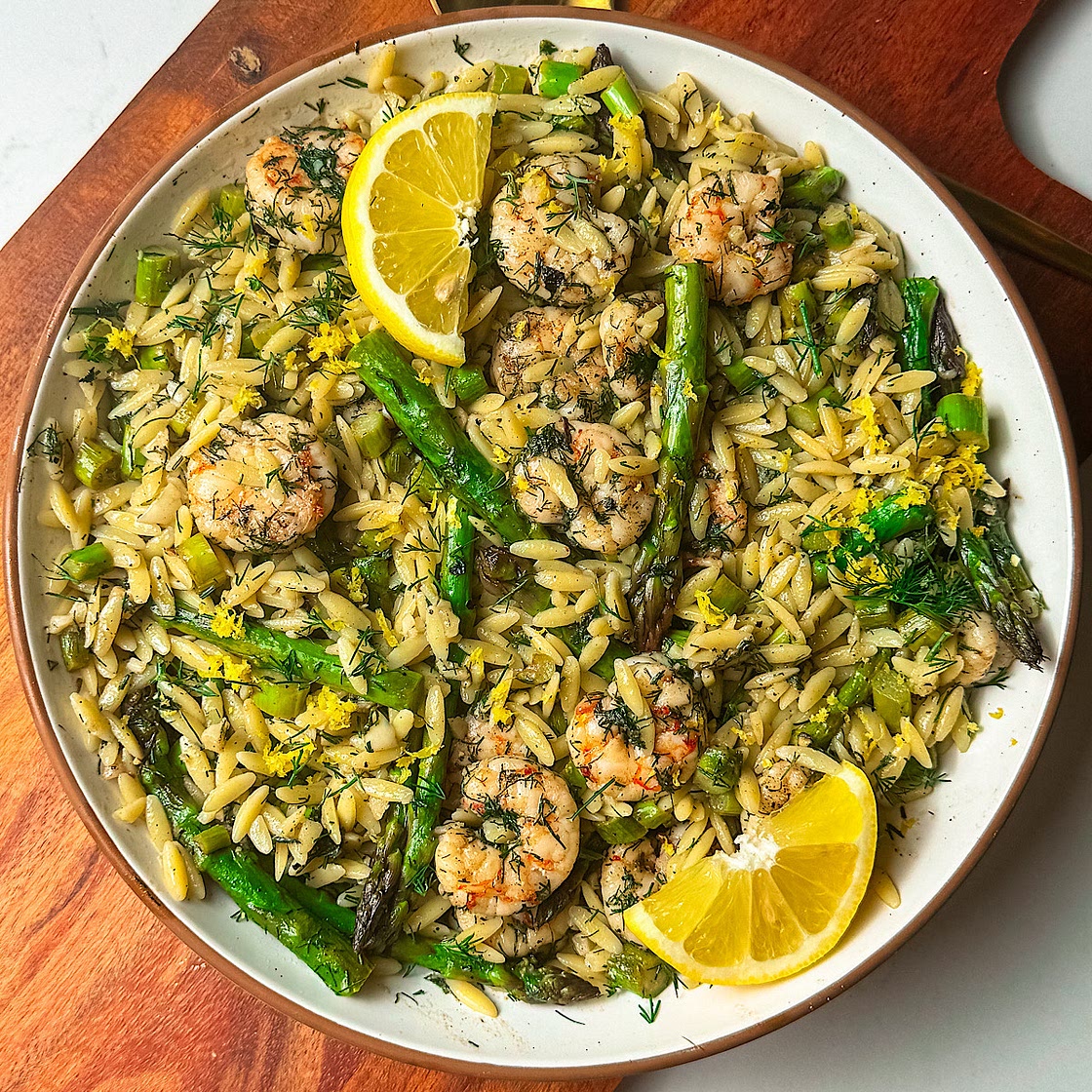 Lemon Butter Shrimp Asparagus Orzo