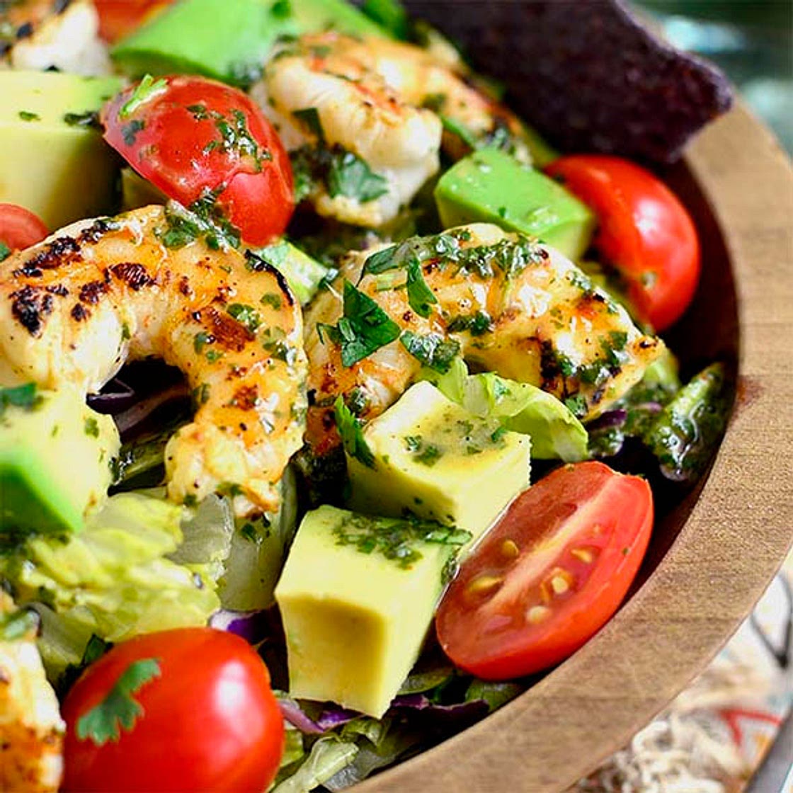 Shrimp and Avocado Taco Salad
