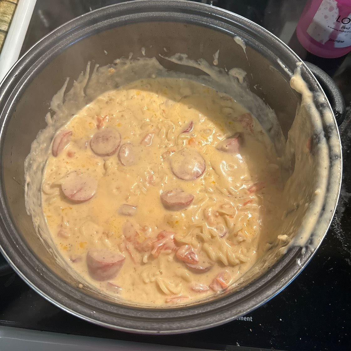 Creamy Mozzarella Pasta with Smoked Sausage