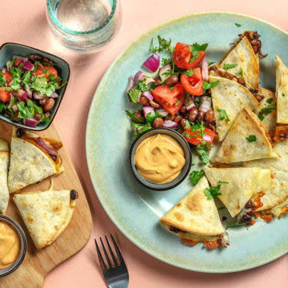 Chipotle Black Bean Quesadillas with Homemade Tomato Salsa