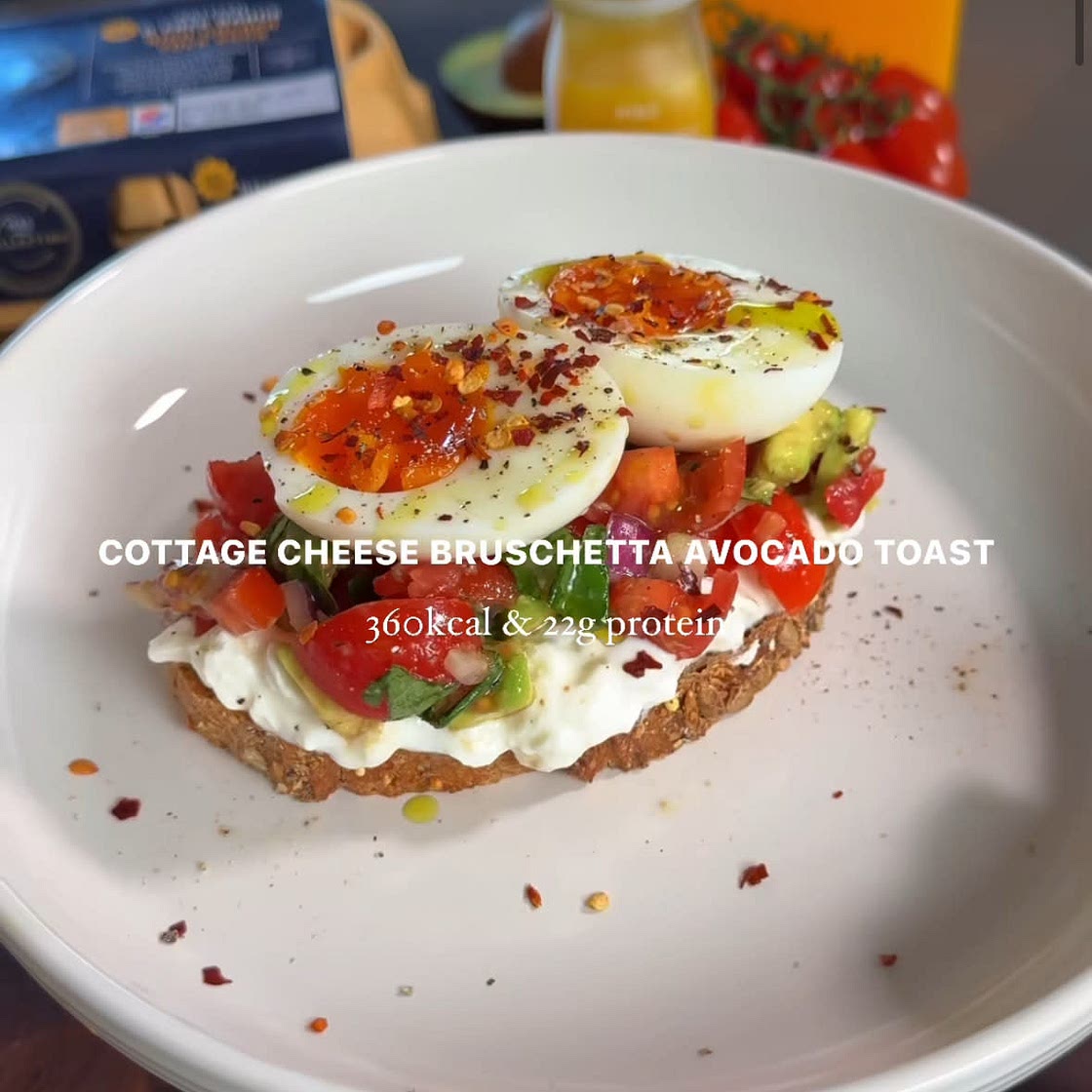 Cottage cheese bruschetta avocado toast