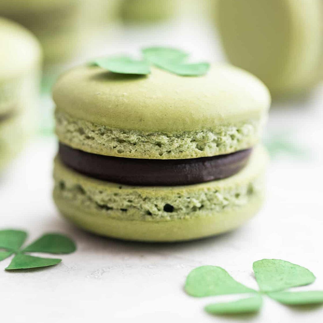 Shamrock Macarons with Baileys Ganache Filling