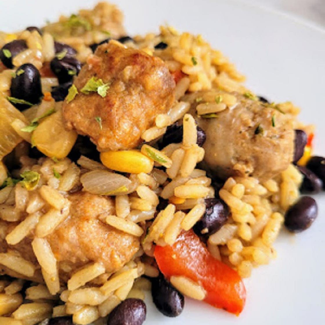 Mexican Sausage, Black Beans and Rice
