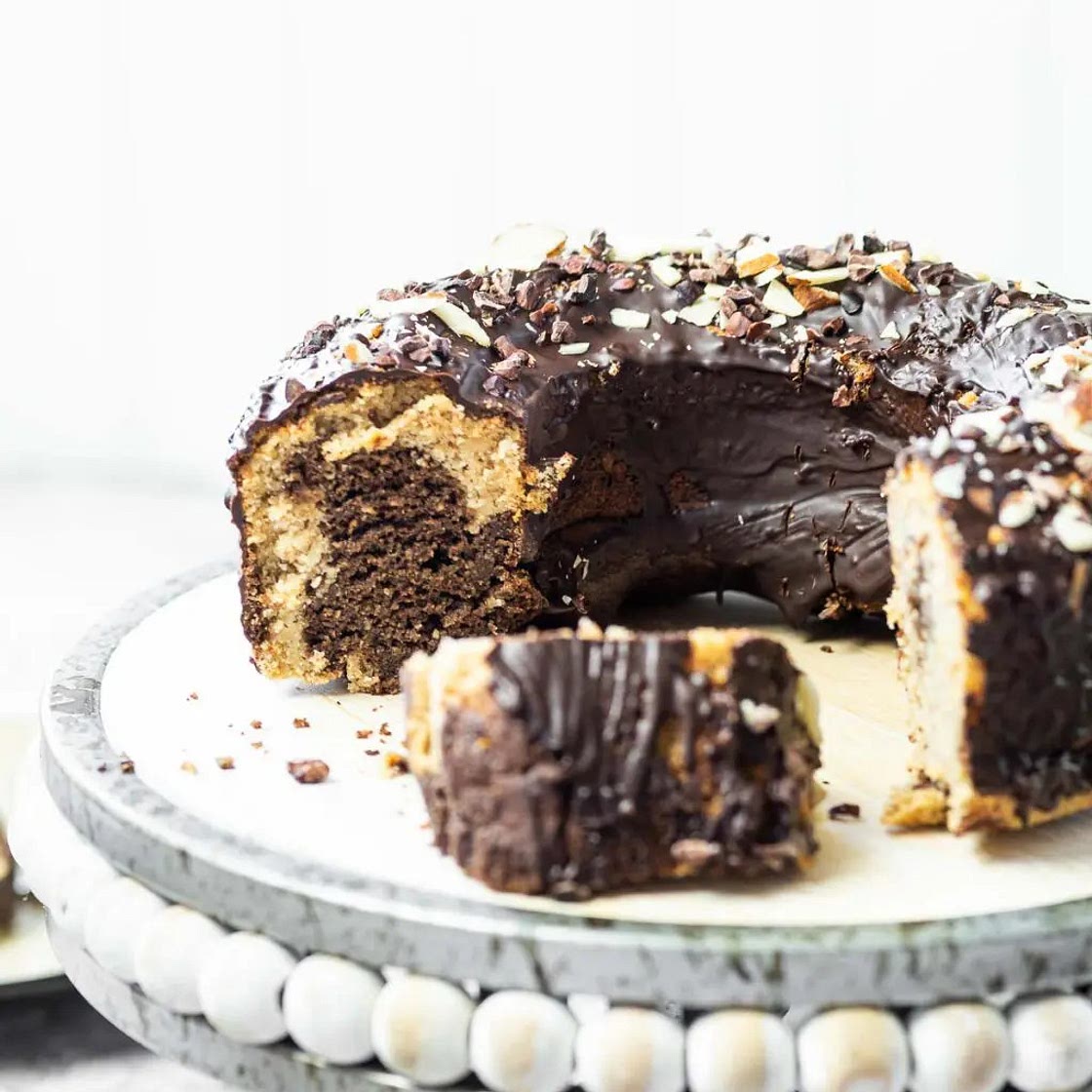 Vegan Marble Cake (gluten-free, oil-free)