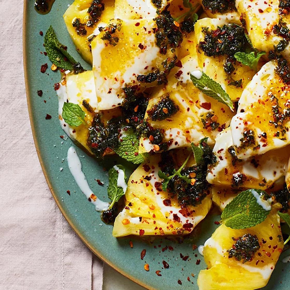 Pineapple with Coconut & Chilli Mint Drizzle