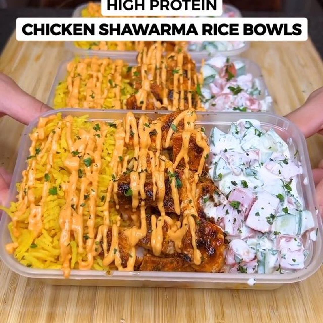 High Protein Chicken Shawarma Rice Bowls! 🍗🥙🔥