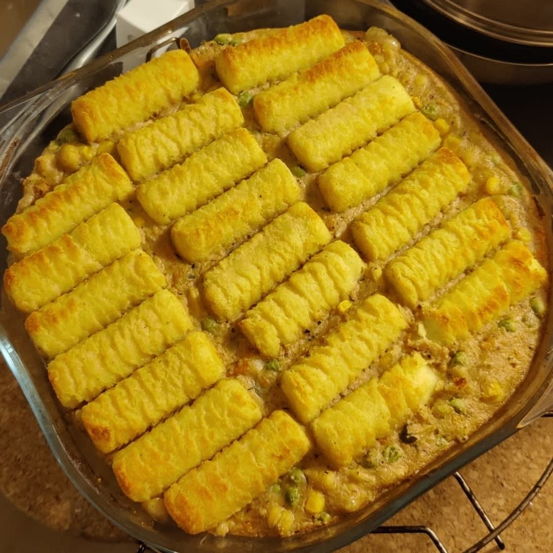 Creamy Vegetable Pie with Potato Gems (Tater Tot Hot Dish)