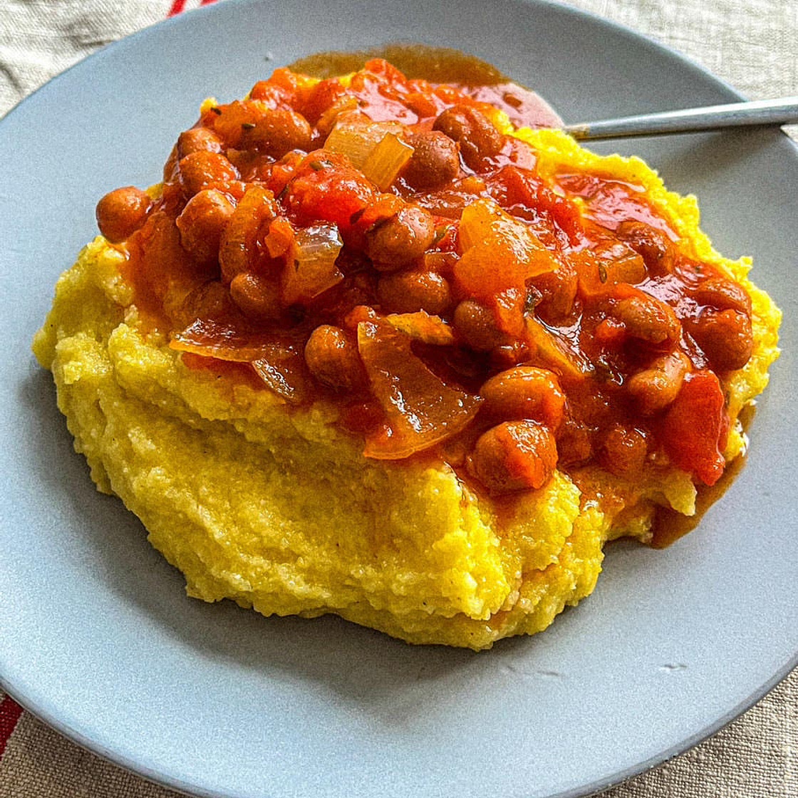 Italian Parmesan Polenta with Cranberry Beans