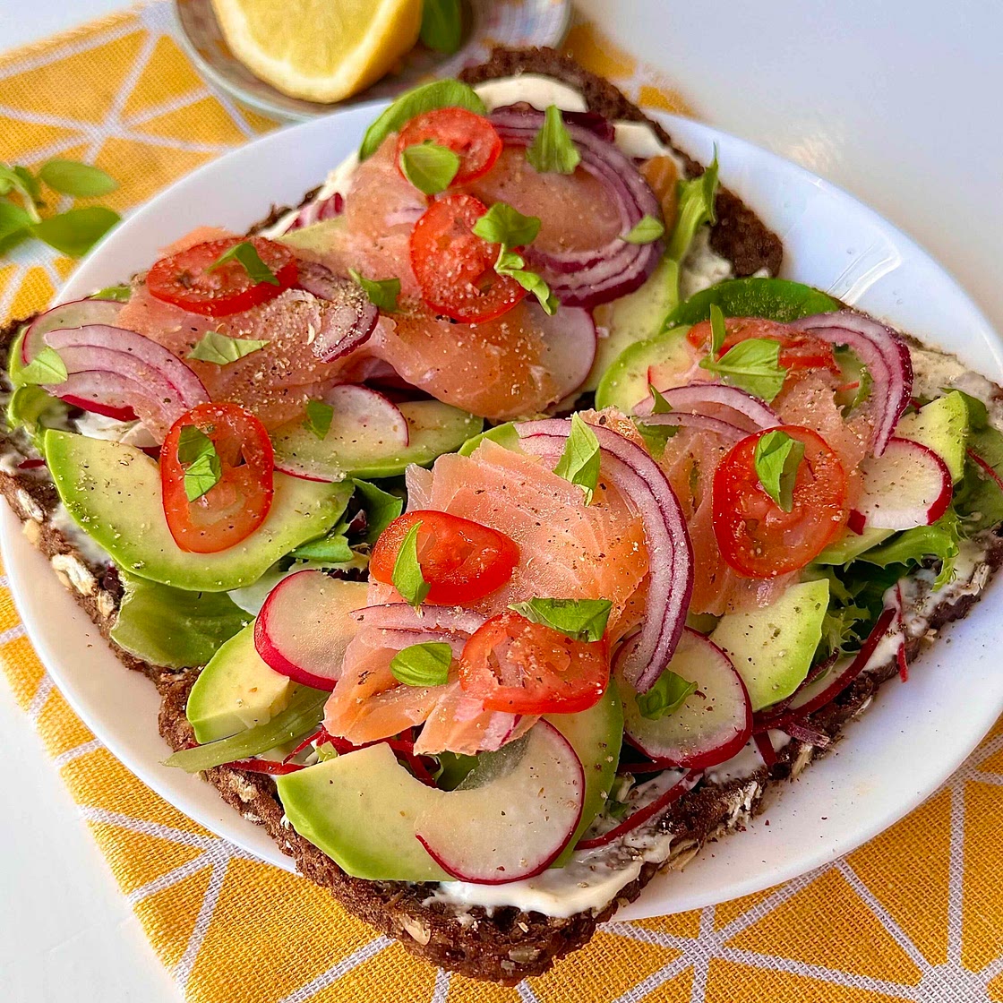 Open Salmon Avocado Sandwich 