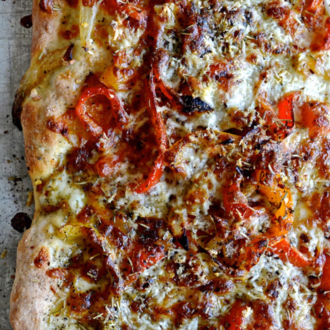 Rosemary Focaccia with Sautéed Onions & Peppers