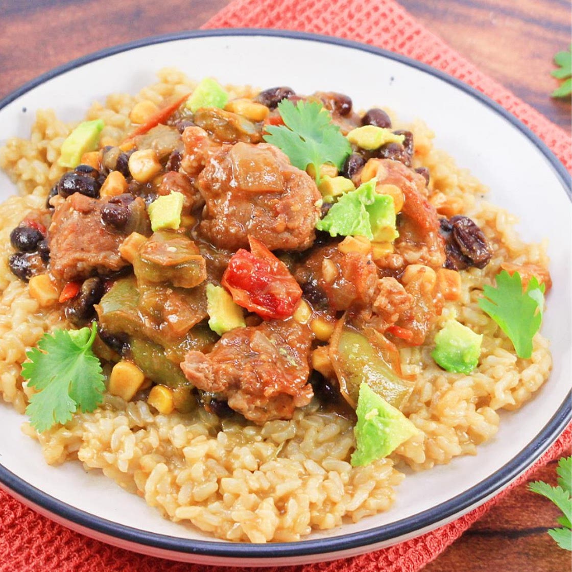Pork Green Chili Stew Recipe (over Tomatillo Rice)