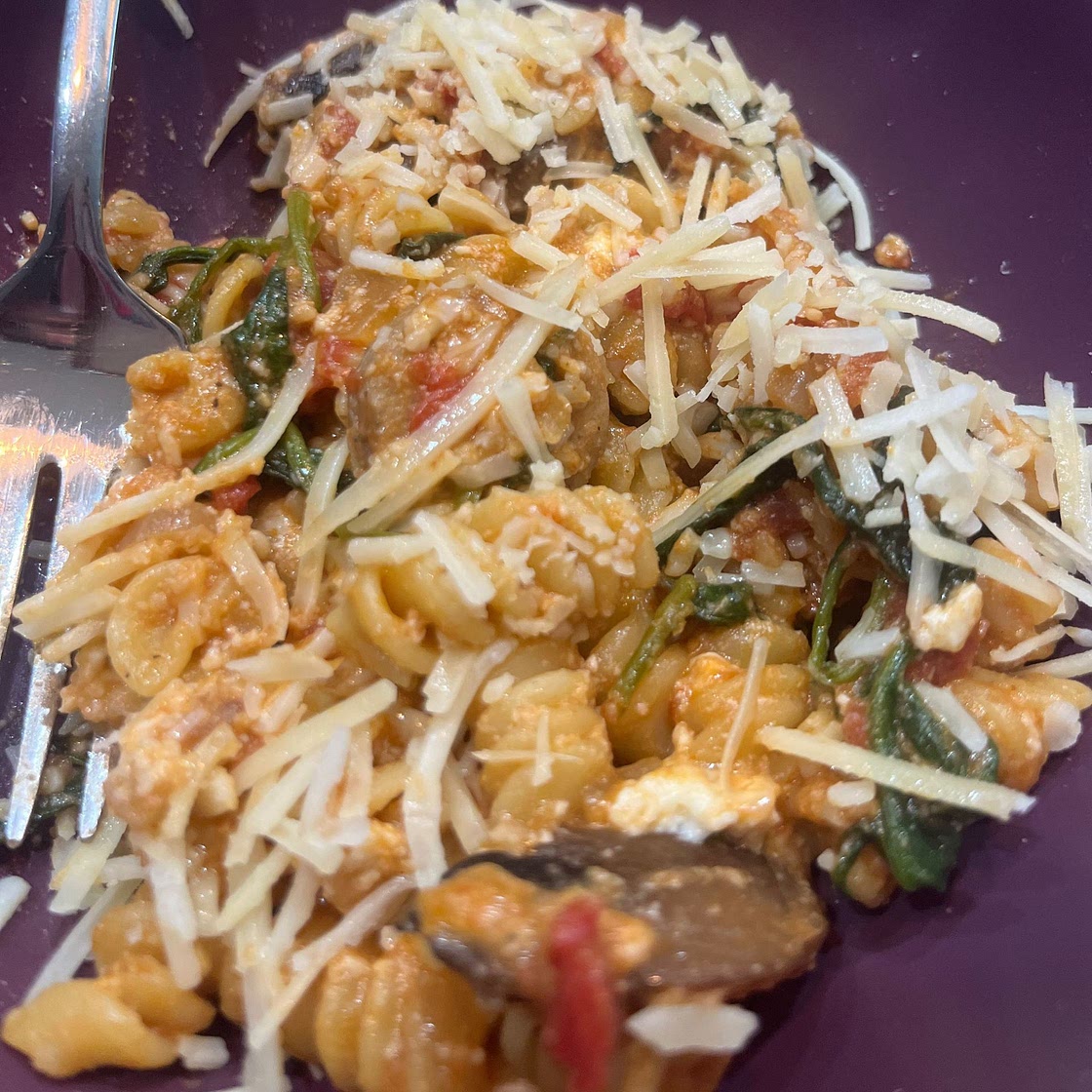 One-Pot Spinach, Chicken Sausage & Feta Pasta