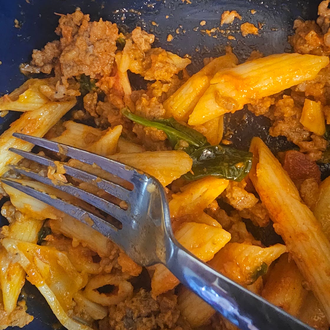 Vodka noodles with spinich